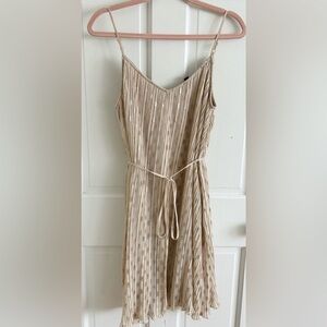NWOT Express Metallic Pleated Polkadot Side Tie Cami Dress